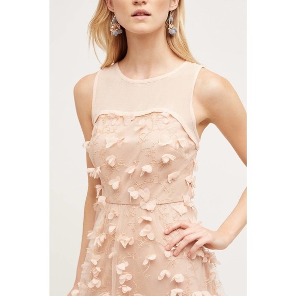 Anthropologie | Eva Franco Flutter Fleur Dress Size 4 Tulle Flower Petal Pink - Picture 3 of 11